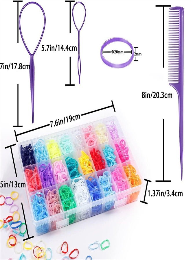 Baby Hair Ties with Hair Loop Styling Tools, 2000pcs Elastic Hair Ties with Organizer Box, Hair Rubber Bands with Hair Tail Tools and Comb, Hair Accessories for Girls Baby - Image 2