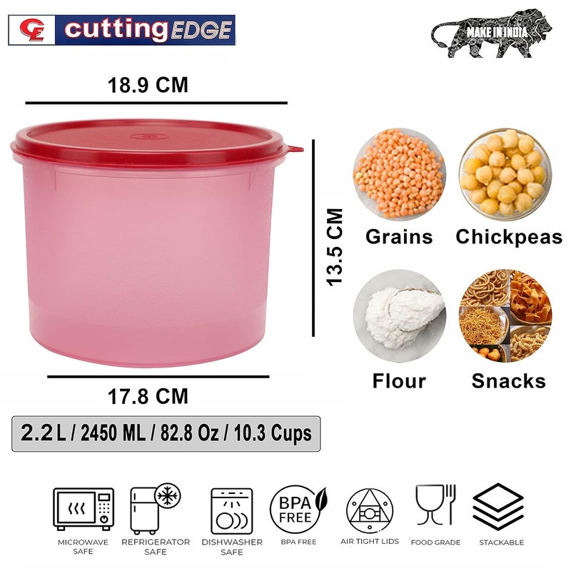 Cutting EDGE Jumbo Round Modular Airtight Container for PulsesFlour Rice Grocery Snacks Spices Stackable BPA Free Food Grade Leak Proof Durable 22 L Pink Set of 1 - Image 4