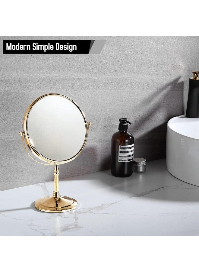 Plantex Premium Brass Magnifying Mirror/Two-Sided 360° Swivel Makeup Mirror with 5x/1x Magnification/Table Mirror (8 Inch-Golden/Tabletop) - Image 5