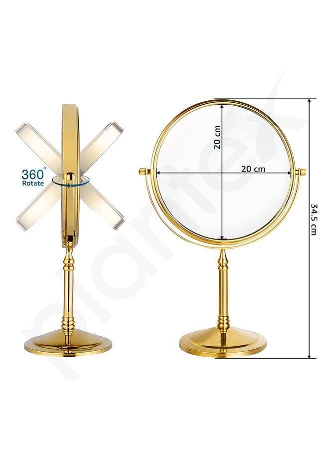 Plantex Premium Brass Magnifying Mirror/Two-Sided 360° Swivel Makeup Mirror with 5x/1x Magnification/Table Mirror (8 Inch-Golden/Tabletop) - Image 2