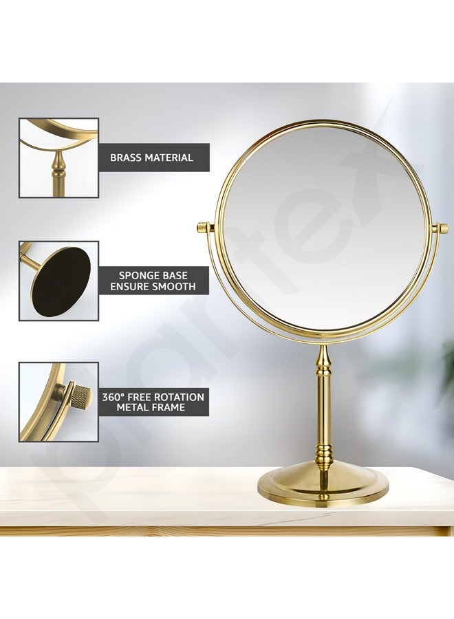 Plantex Premium Brass Magnifying Mirror/Two-Sided 360° Swivel Makeup Mirror with 5x/1x Magnification/Table Mirror (8 Inch-Golden/Tabletop) - Image 4