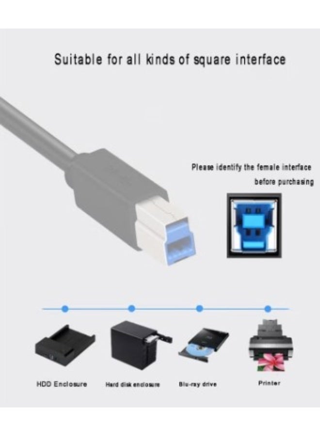 Terabyte USB Printer Cable USB 3.0 Scanner Cord High Speed Compatible for Brother, HP, Canon, Lexmark, Dell, Xerox etc Black 1.5Meter - Image 2