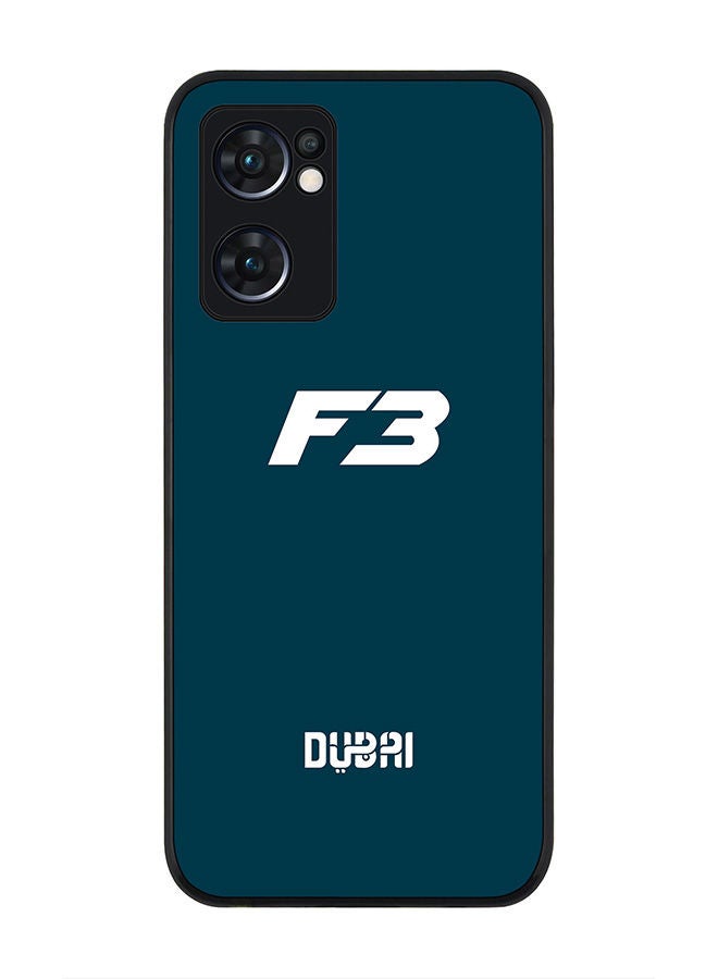 Stylizedd Rugged Black edge case for Oppo Reno7 5G  Slim fit Soft Case Flexible Rubber Edges Anti Drop TPU Gel Thin Cover -  Faz3 Dubai Blue - Image 1