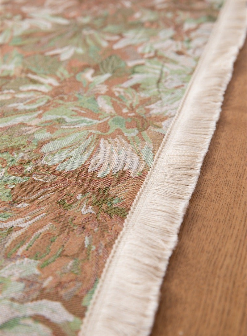 جوسكوين عداء طاولة عتيق، مصنوع من قماش الجاكارد المكون من البوليستر والقطن، بتصميم نمط زهور الأقحوان الصغيرة بأسلوب لوحة زيتية وحواف مزخرفة، مناسب لتغطية طاولة القهوة في المنزل، وتزيين الطاولة لمناسبات الحفلات المنزلية، وحفلات الزفاف. الحجم 30x180 سم. اللون: أخضر. - Image 5