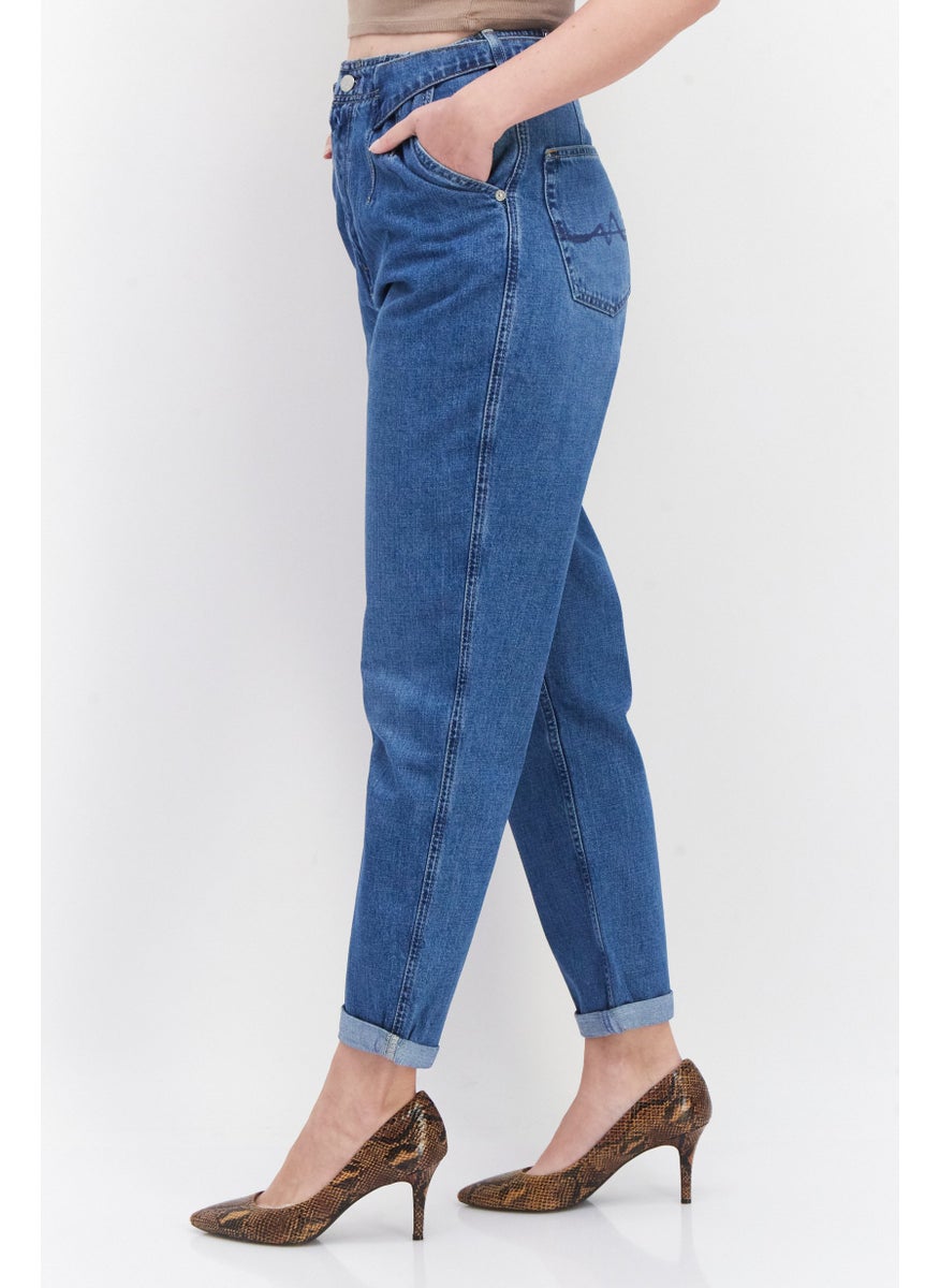 Pepe Jeans - Women Taper Fit Washed Non-Stretchable Denim Jeans, Blue - Image 1