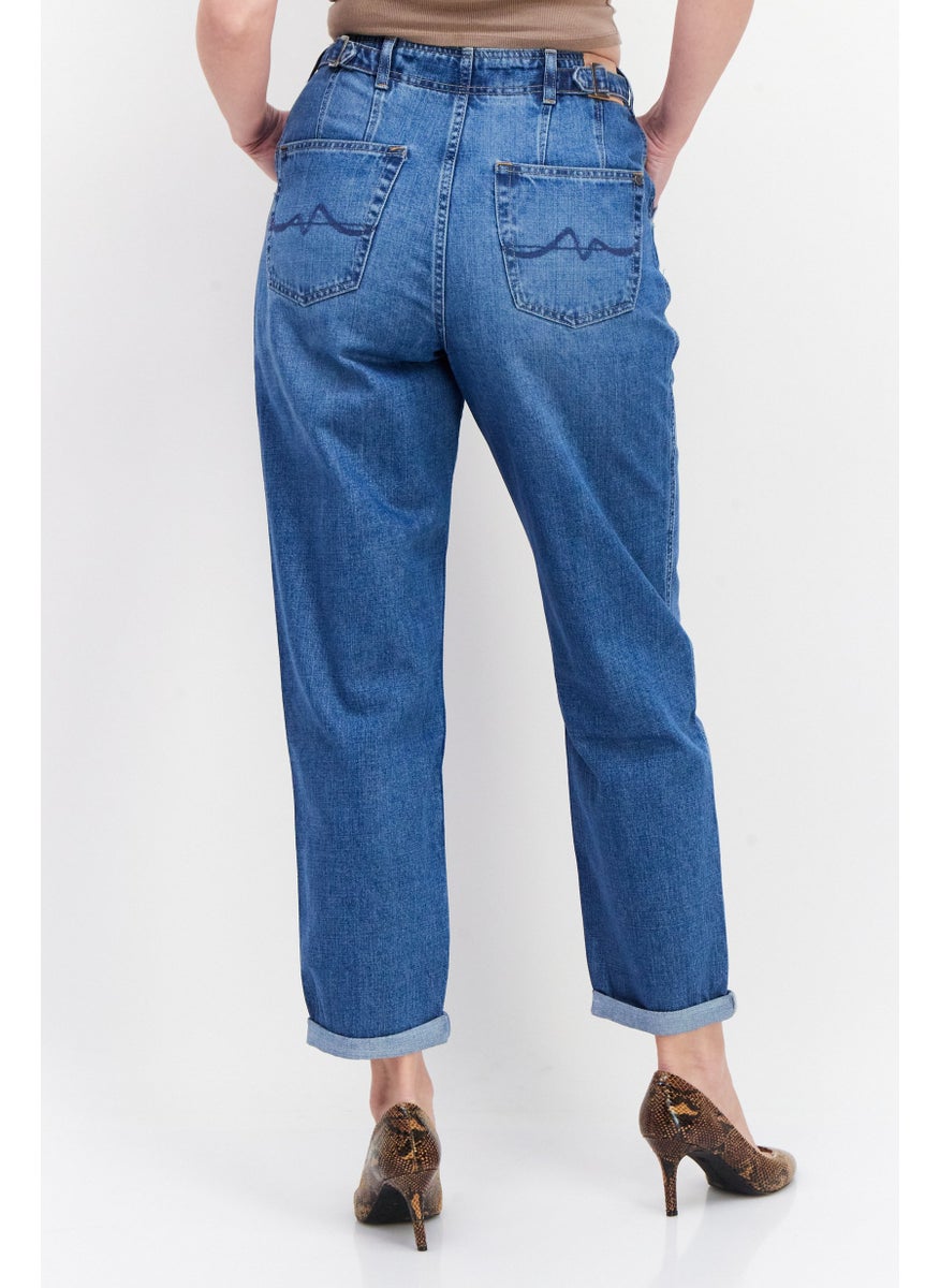 Pepe Jeans - Women Taper Fit Washed Non-Stretchable Denim Jeans, Blue - Image 1