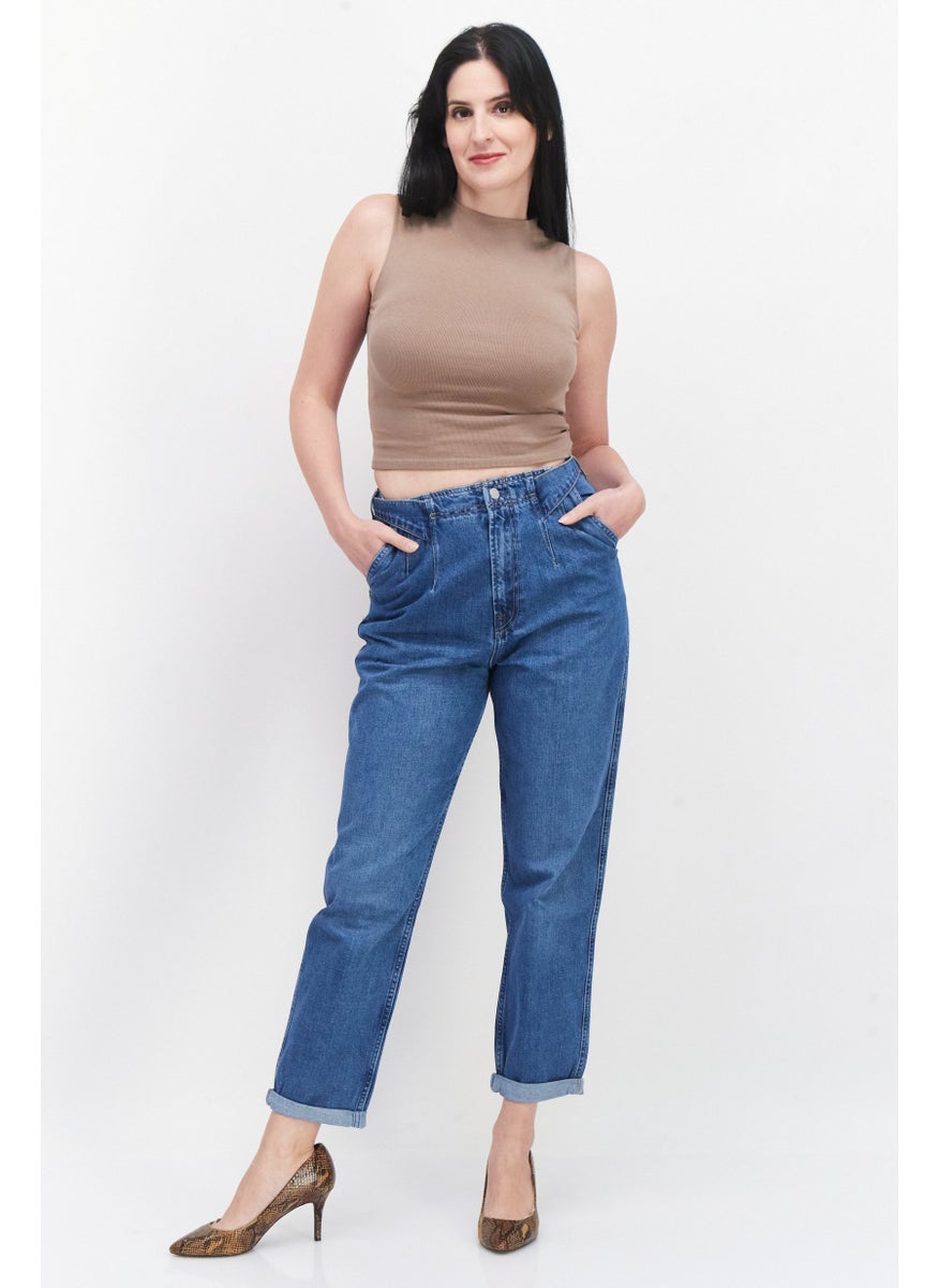 Pepe Jeans - Women Taper Fit Washed Non-Stretchable Denim Jeans, Blue - Image 1