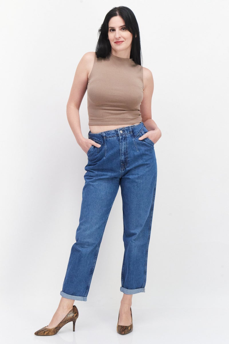 Pepe Jeans Women Taper Fit Washed Non-Stretchable Denim Jeans, Blue - Image 2