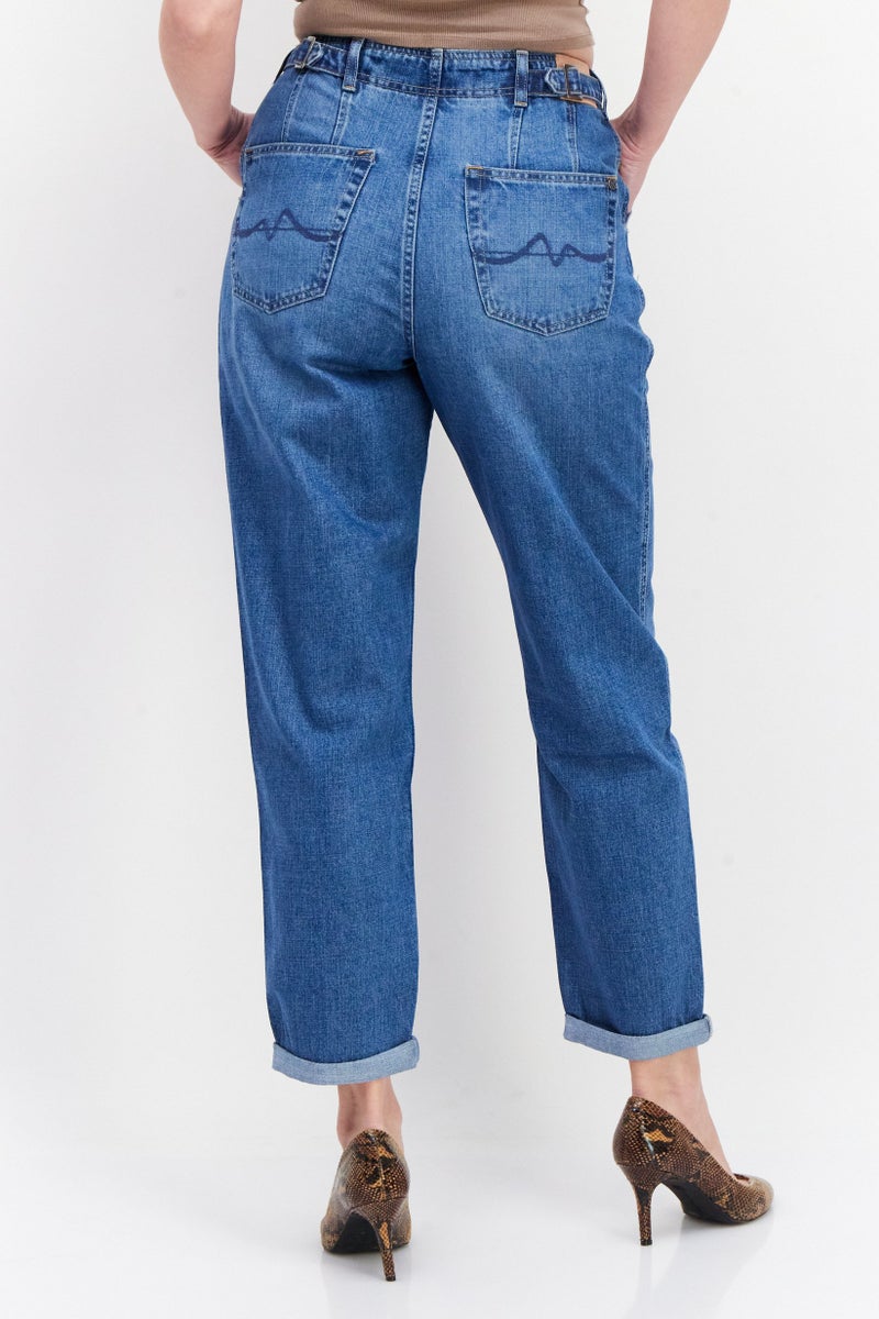 Pepe Jeans Women Taper Fit Washed Non-Stretchable Denim Jeans, Blue - Image 3