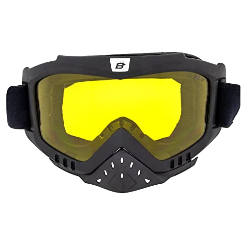 Birdz Eyewear Toucan Motorcycle ATV UTV Motocross Ski Padded Goggles with Detachable Nose Guard Black Frame - Image 3