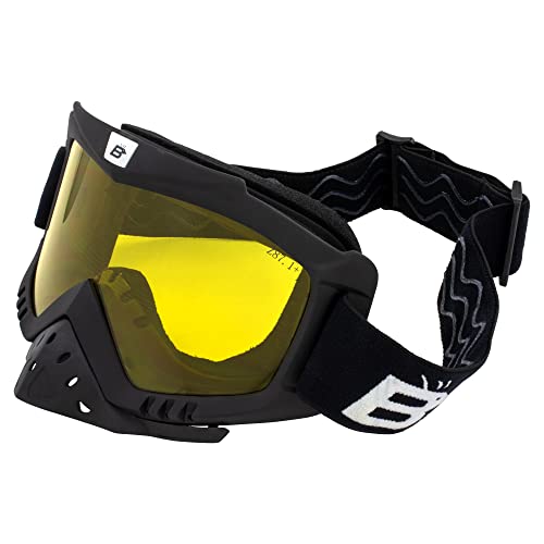 Birdz Eyewear Toucan Motorcycle ATV UTV Motocross Ski Padded Goggles with Detachable Nose Guard Black Frame - Image 2