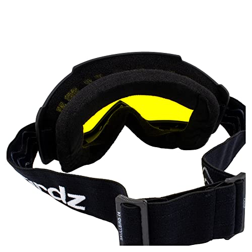 Birdz Eyewear Toucan Motorcycle ATV UTV Motocross Ski Padded Goggles with Detachable Nose Guard Black Frame - Image 5