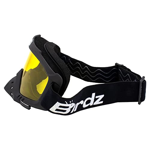 Birdz Eyewear Toucan Motorcycle ATV UTV Motocross Ski Padded Goggles with Detachable Nose Guard Black Frame - Image 4