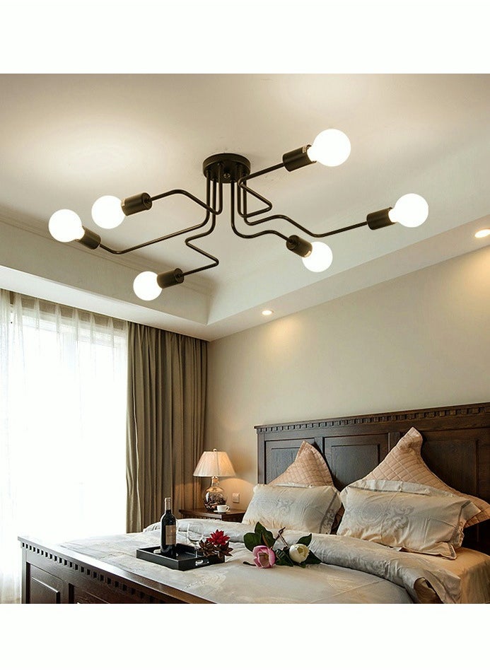 MIXDE 8-Light Ceiling Light Modern Semi Flush Mount Ceiling Light Fixture Metal Chandelier for Farmhouse Dining Room Living Room Bedroom Kitchen  - Image 1