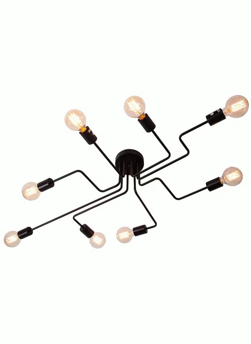 MIXDE 8-Light Ceiling Light Modern Semi Flush Mount Ceiling Light Fixture Metal Chandelier for Farmhouse Dining Room Living Room Bedroom Kitchen  - Image 2