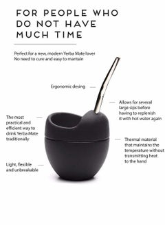 NIBEMINENT Reusable Silicone Cups 180 Ml Black Mate Gourd Cup Mug Set With Stainless Steel Straw Filter To Drink Tea And Yerba Drinking Easy Clean  - Image 4
