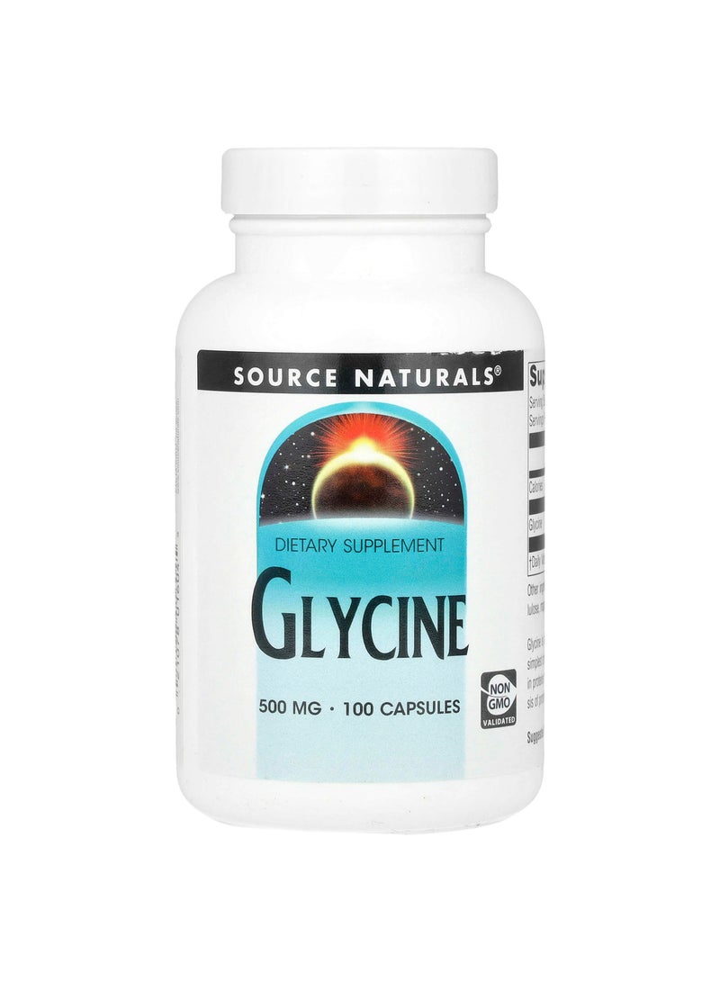 Glycine, 500 mg , 100 Capsules