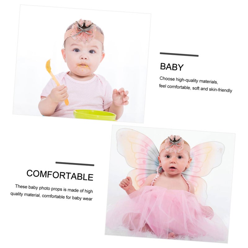 Newborn Baby Photo Props Set 3Pcs Lace Headbands Socks Hair Straps White - Image 5