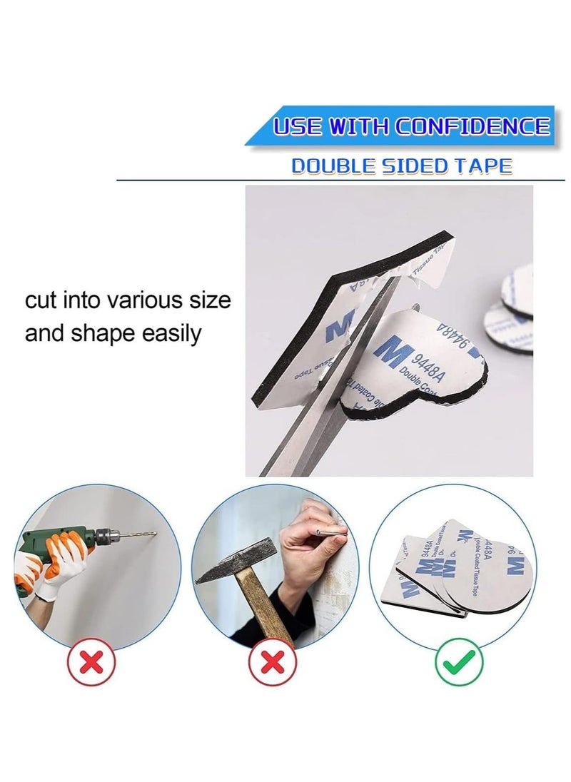 TFIXOL Double Sided Tape Heavy Duty, 100pcs of Strong Pads, Super and Extra Sticky Adhesive Tape Include Square, Round Shape Waterproof for Walls Picture, Home, Office, Car  - Image 3