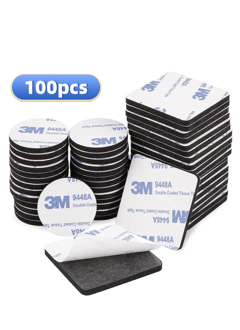 Double Sided Tape Heavy Duty, 100pcs of Strong Pads, Super and Extra Sticky Adhesive Tape Include Square, Round Shape Waterproof for Walls Picture, Home, Office, Car