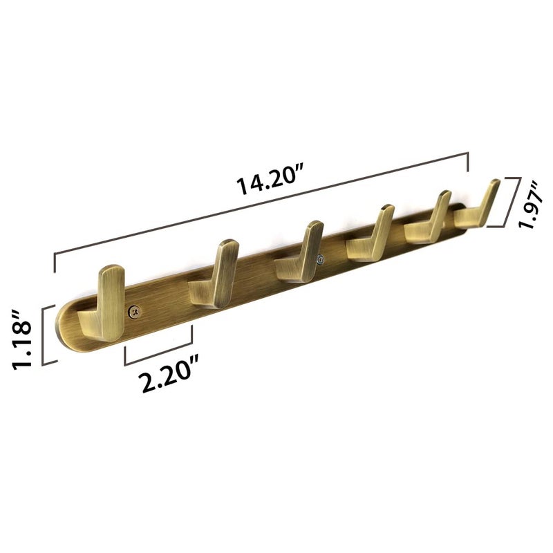 BTL 6 Peg Clothes Hanger for Wall Behind Door Antique Brass Finish Pack of 1 Piece BHK1R6AB - Image 5