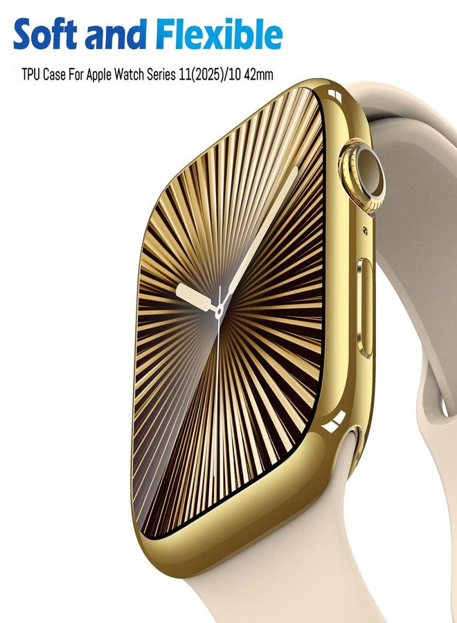 Julk [2 Pack] for Apple Watch Case Series 10 (2024) 42mm, Full-Body Soft TPU Screen Protector Case, Ultra-Thin Protective Cover, All-Around Shockproof Guard (1 Gold + 1 Clear) - Image 2