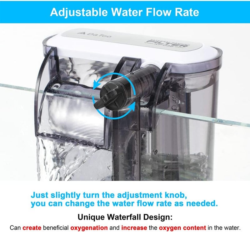 DATOO Aquarium Hang On Filter Small Fish Tank Hanging Filter Power Waterfall Filtration System for 20 to 30 Gallon Aquariums - Image 4