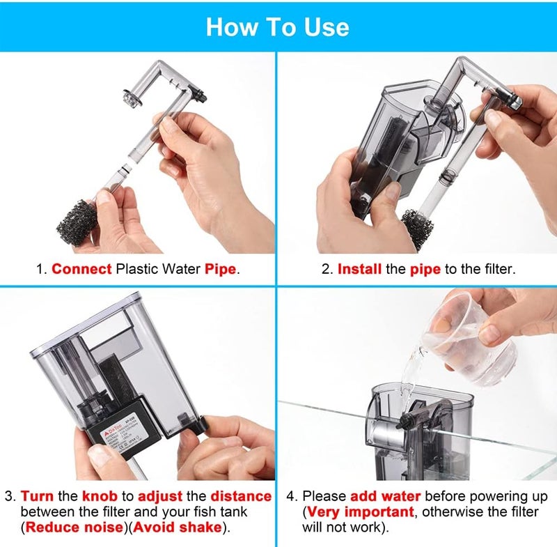 DATOO Aquarium Hang On Filter Small Fish Tank Hanging Filter Power Waterfall Filtration System for 20 to 30 Gallon Aquariums - Image 5