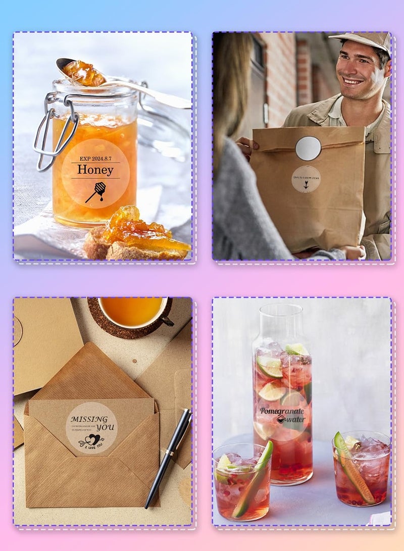 فوميمو ملصقات دائرية - ملصق حراري شفاف دائري 2 انش لملصق الباركود، تصميم شعار يمكنك تركيبه بنفسك، للاعمال الصغيرة، متوافق مع معظم طابعات ملصقات الشحن، 500 قطعة/لفة - Image 4