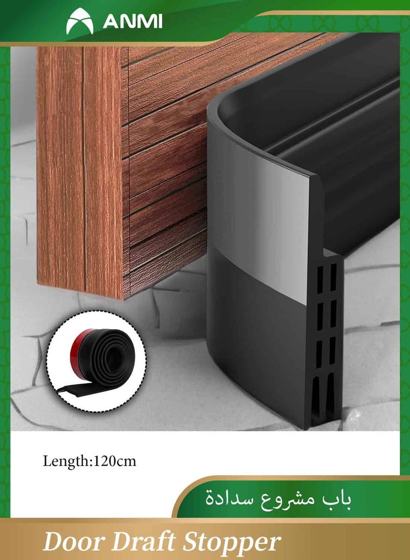 أنمي الإطار السفلي للباب 6 سم ، مانع تسرب العتبة ، عزل الغبار والصوت ، 6-120 سم (العرض-الطول) ، أسود - Image 1
