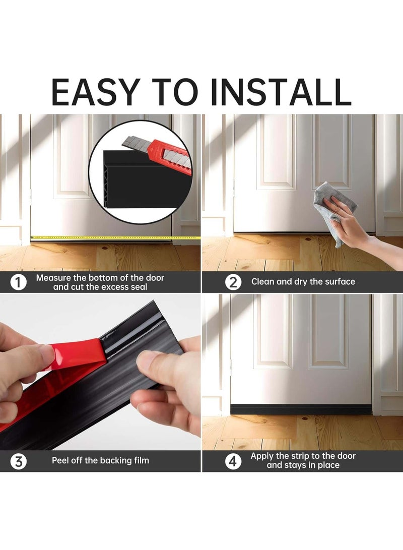 أنمي الإطار السفلي للباب 6 سم ، مانع تسرب العتبة ، عزل الغبار والصوت ، 6-120 سم (العرض-الطول) ، أسود - Image 2