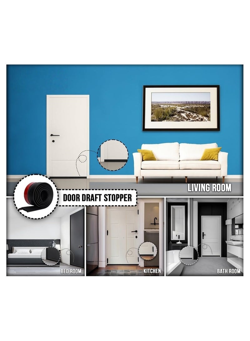 أنمي الإطار السفلي للباب 6 سم ، مانع تسرب العتبة ، عزل الغبار والصوت ، 6-120 سم (العرض-الطول) ، أسود - Image 4