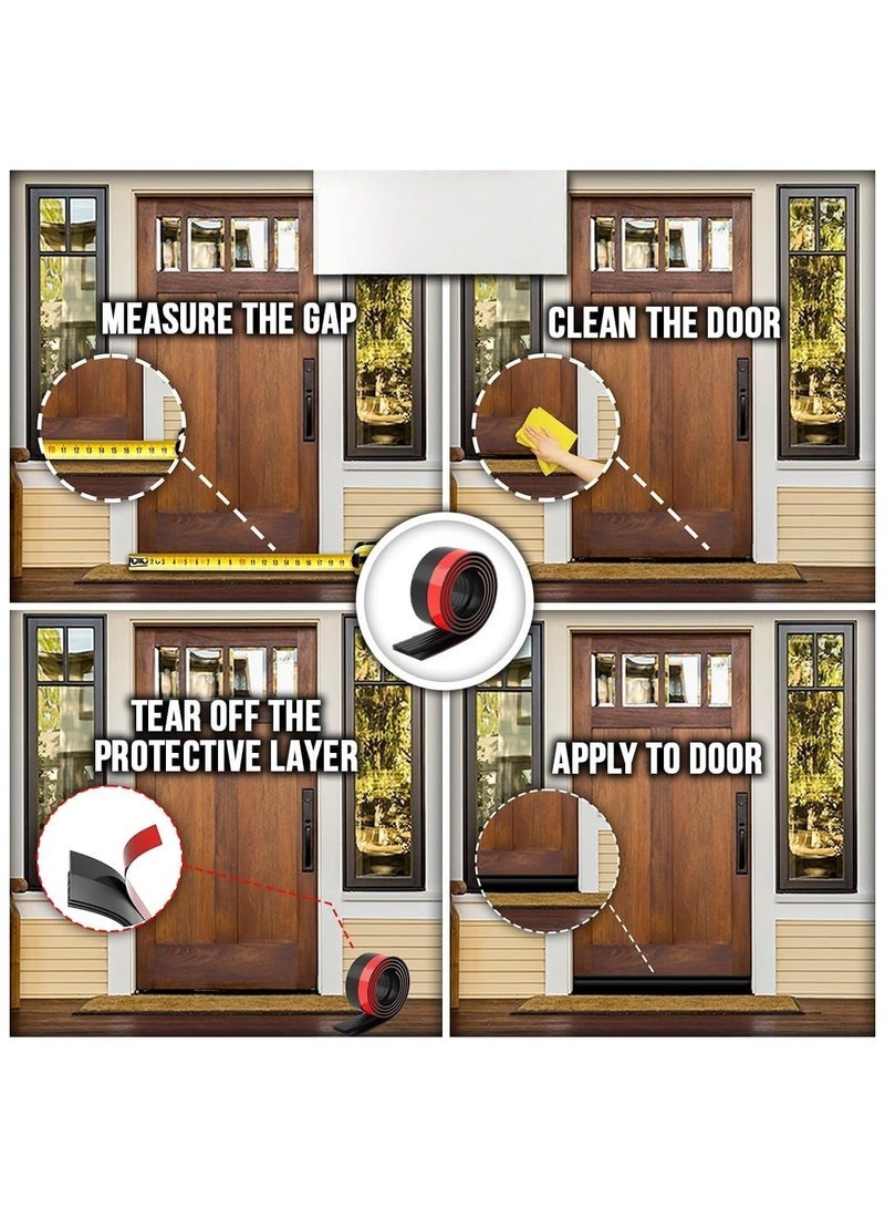 أنمي الإطار السفلي للباب 6 سم ، مانع تسرب العتبة ، عزل الغبار والصوت ، 6-120 سم (العرض-الطول) ، أسود - Image 5