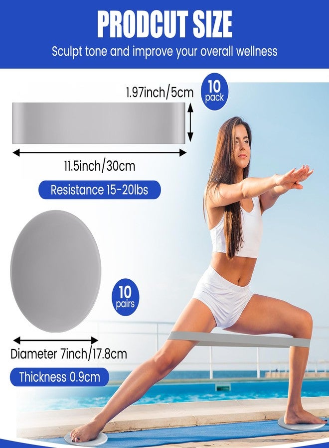 Soulchen 30 Pcs Core Sliders and Resistance Bands Exercise Glider Discs Gifts 40 Lbs Resistance Loop Exercise Bands for Group Training Classes Fitness Slider Workout - Image 2