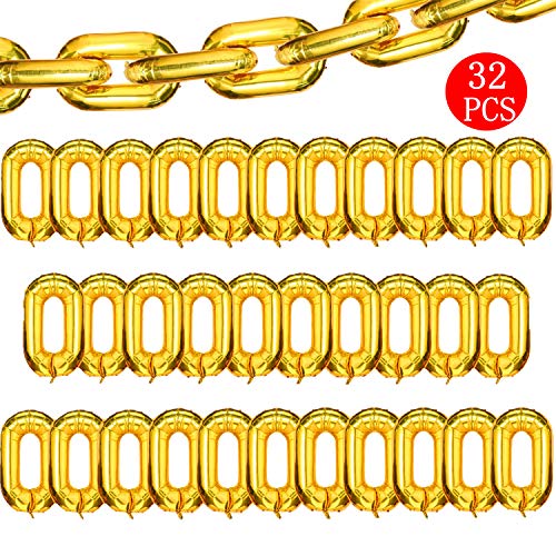 Virtue morals Foil Chain Balloons Jumbo Chain Balloons for 80s 90s Party Decorations Giant Balloon Chain Balloons Gold Gold 16 inch - Image 1