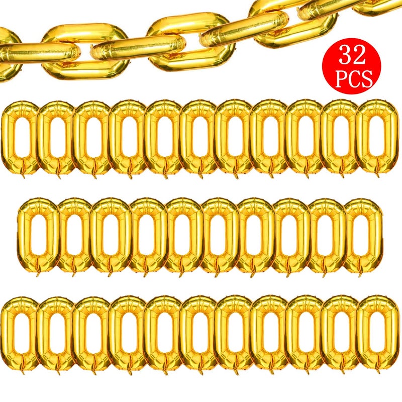 Virtue morals Foil Chain Balloons Jumbo Chain Balloons for 80s 90s Party Decorations Giant Balloon Chain Balloons Gold Gold 16 inch - Image 3