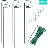 RAIKEDR RAIKEDR Plant Stake Support - 6 Pack, Garden Single Stem Support Stake Plant Cage Support Rings, Single Stem Plant  - Image 1