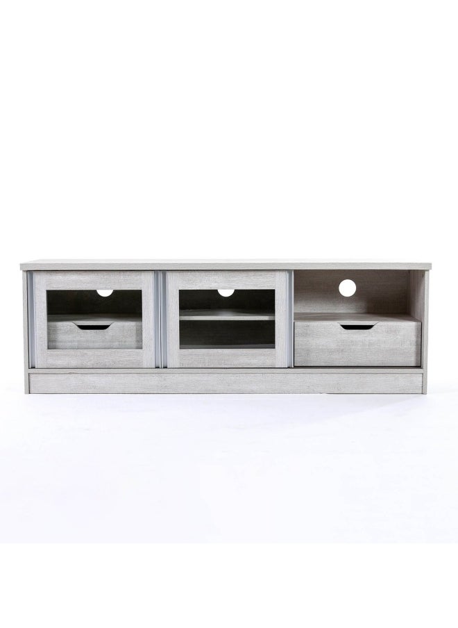 Pan Home - 1 X Tap Tv Unit 60 Inch 
152 Cm L X 40 Cm W 49Cm H | With Drawers, Storage And Shelves | Panel Board | White - Image 1