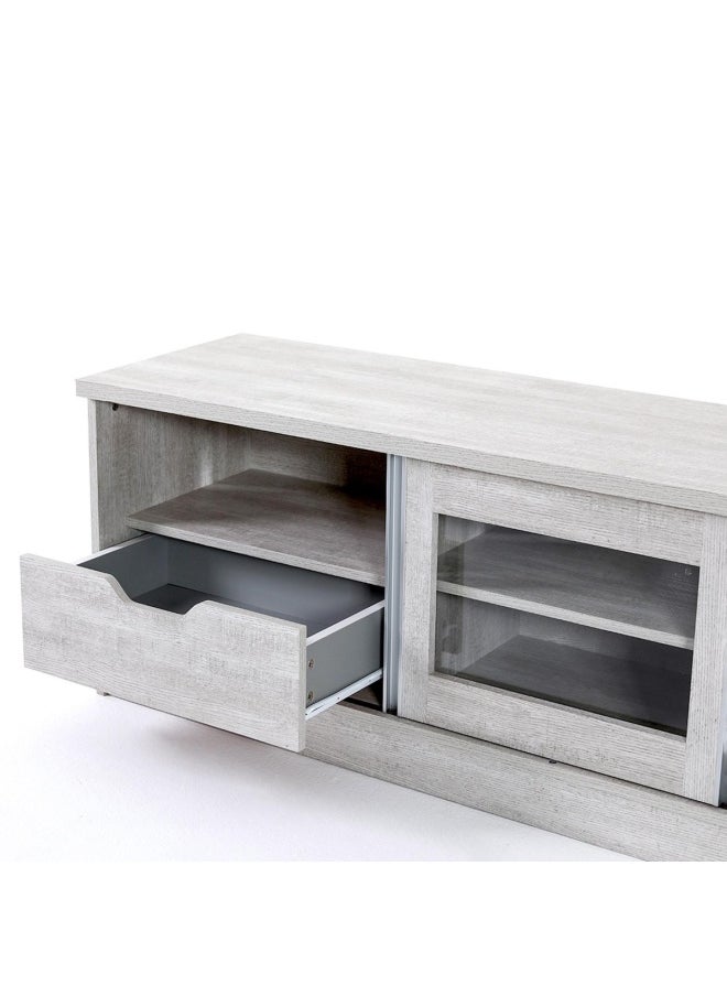 Pan Home - 1 X Tap Tv Unit 60 Inch 
152 Cm L X 40 Cm W 49Cm H | With Drawers, Storage And Shelves | Panel Board | White - Image 1