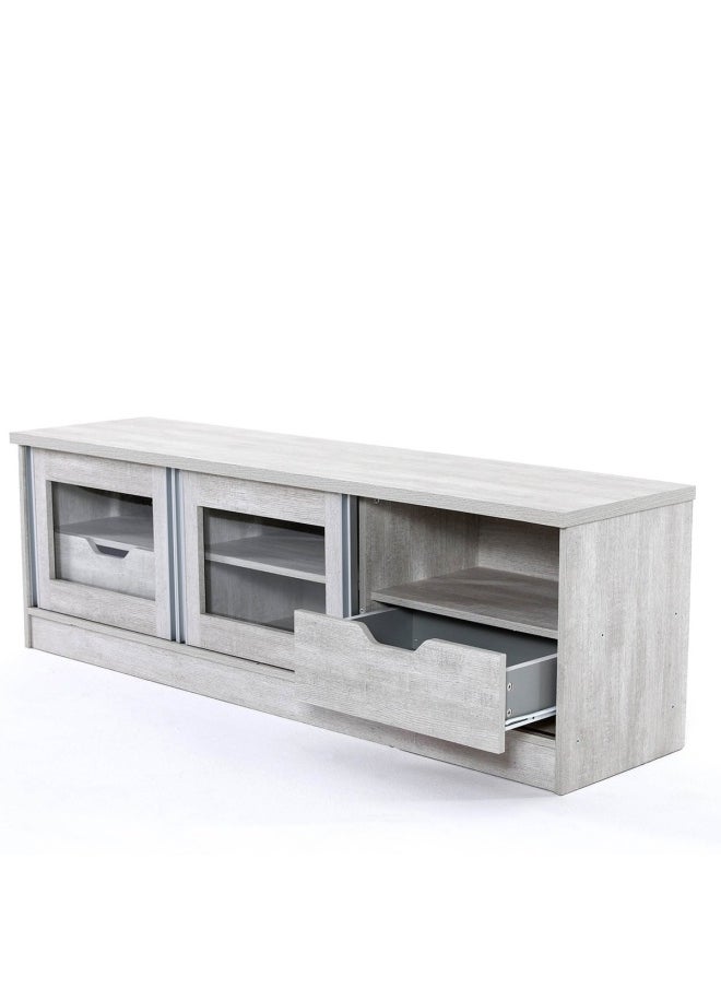Pan Home - 1 X Tap Tv Unit 60 Inch 
152 Cm L X 40 Cm W 49Cm H | With Drawers, Storage And Shelves | Panel Board | White - Image 1