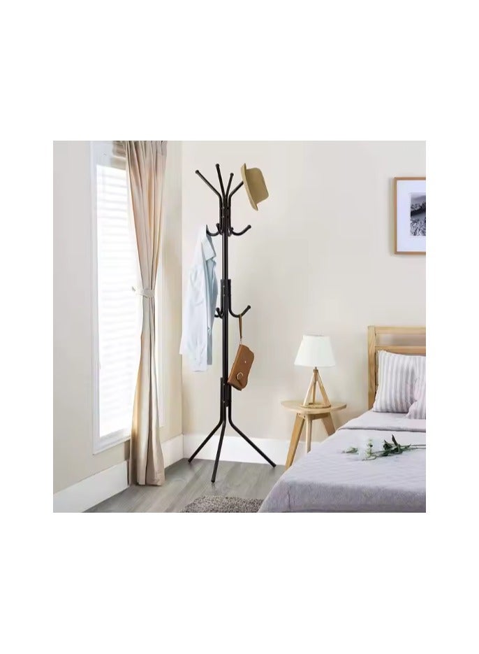 Generic Free Standing Metal Coat Rack – 12 Hooks for Coats, Hats, Purses, Scarves, and More – Elegant Black Finish with Ornamental Top Ball  - Image 5