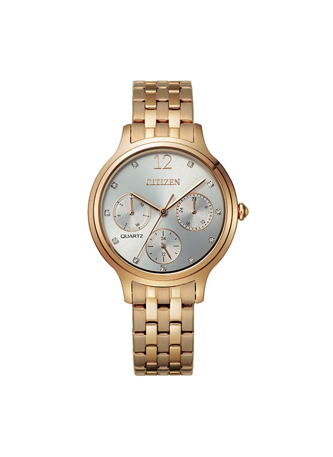 CITIZEN ساعة يد نسائية أنالوج دائرية من الفولاذ المقاوم للصدأ ED8183-54A - 33 مم  - Image 1