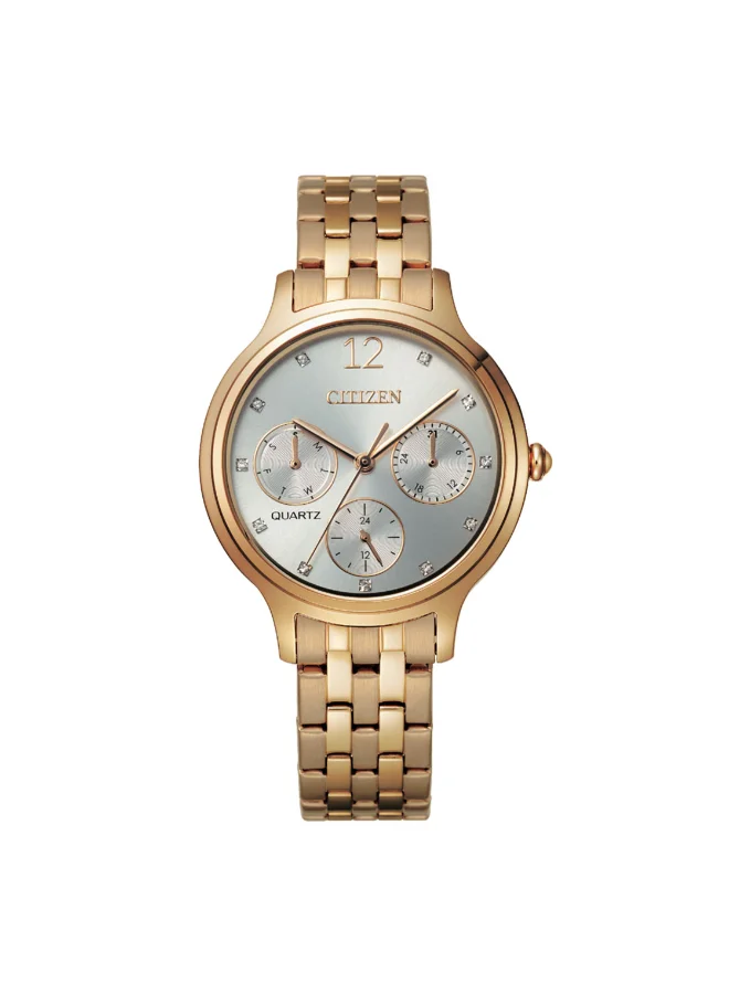 CITIZEN Women's Stainless Steel with Rose Gold plating Strap Quartz Day & Date Watch ED8183-54A - 33 mm
