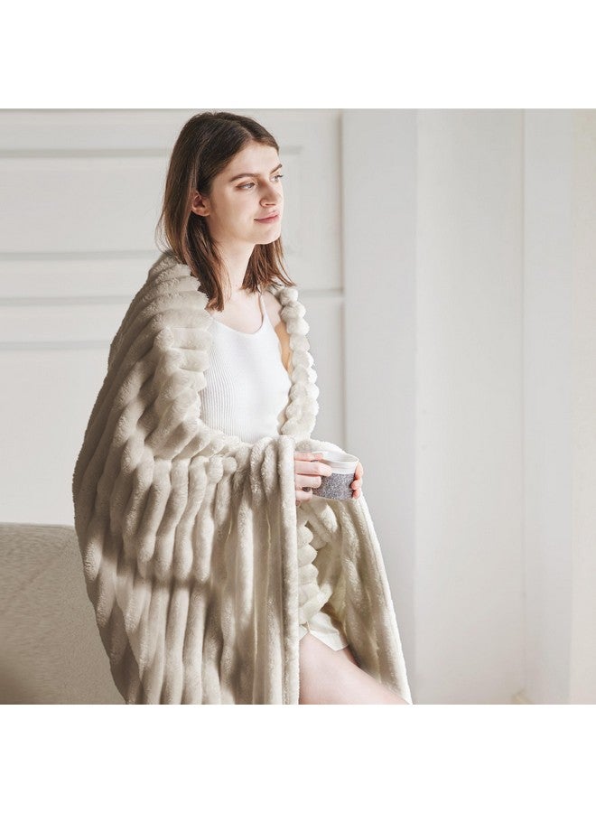 Bedsure Throw Blanket for Couch - GentleSoft Cozy Soft Blankets for Women, Cute Small Fleece Throws for Girls, Linen, 50x70 Inches - Image 2