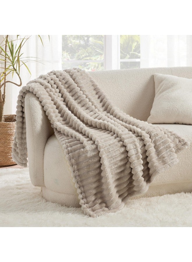 Bedsure Throw Blanket for Couch - GentleSoft Cozy Soft Blankets for Women, Cute Small Fleece Throws for Girls, Linen, 50x70 Inches - Image 1