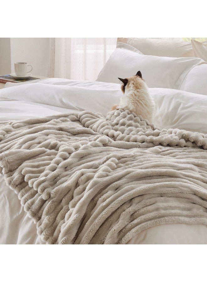 Bedsure Throw Blanket for Couch - GentleSoft Cozy Soft Blankets for Women, Cute Small Fleece Throws for Girls, Linen, 50x70 Inches - Image 3