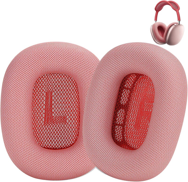 EARROCK Consistent steady quality Earpads for AirPods Max Headphones Replacement Workout Ear Cushions Ear Cup Covers Earmuffs with Protein Leather, Memory Foam and Magnet Pink Red Long lasting universal build - Image 1