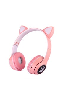 Luminous Cat Ear Stereo Folding Card Music Game Headset Pink