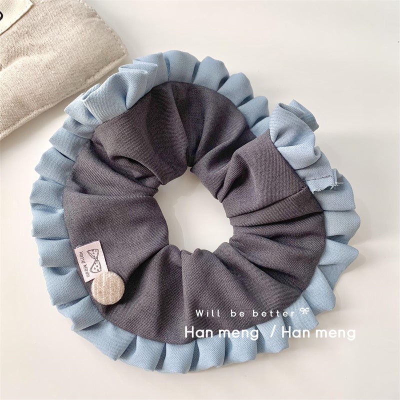 Generic Korean Style Chic Hair Tie Band Scrunchie Blue lotus leaf lace hair tie