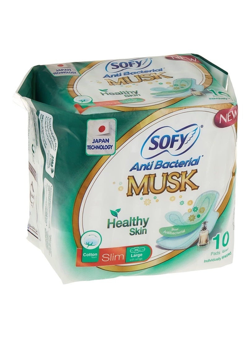 Sofy Thin Antibacterial Sanitary Pads – Musk Scent, Large 29 cm, 10 Pads